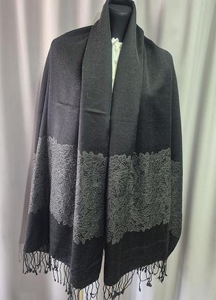 Новий елітний палантин pashmina (55% шерсть, 45% шовк) з мереживом шантильї