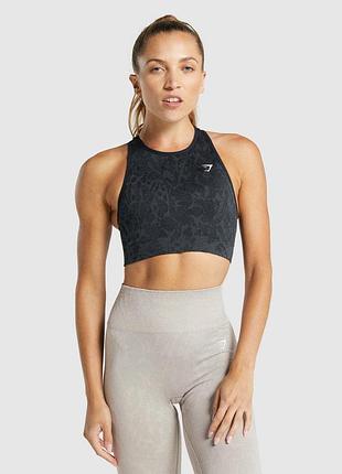 Gymshark safari  женская спортивная-компрессионная кроп-топ майка