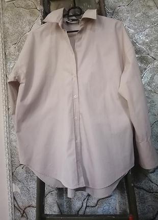 Сорочка оверсайз жіноча бежева zara, р. xs