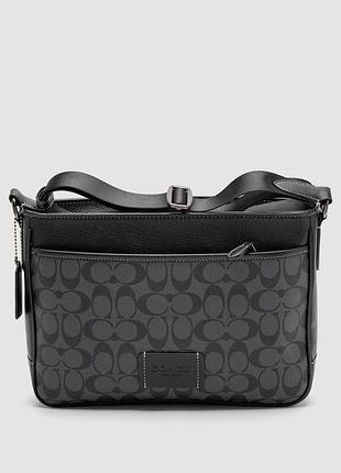 🦁 coach district crossbody in signature canvas - gunmetal/charcoal/black