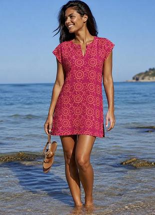 Gerry weber яскрава пляжна сукня-туніка червона батіст розмір l-xl