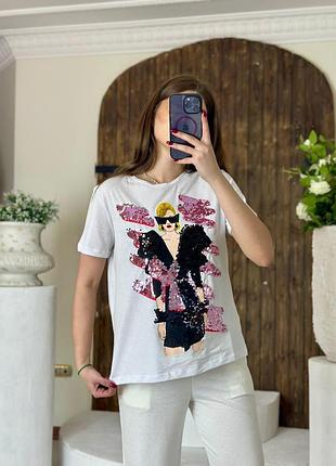 Футболка майка женская летняя zara в пайетки