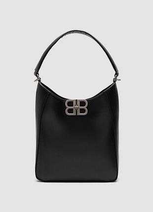 💎 balenciaga soft hobo bag in black peach calfskin, aged-silver hardware