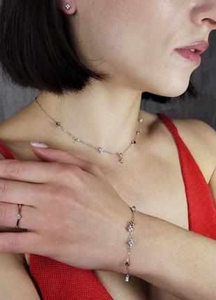 Изысканный серебряный набор 925 с фианитами.
