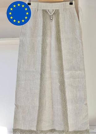 Лляна спідниця максі з мереживом knopp mode, розмір xs (34) нова з біркою