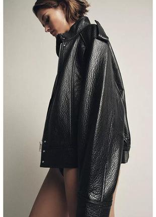 Бомбер куртка из 100 процентной кожи zara collection limited edition