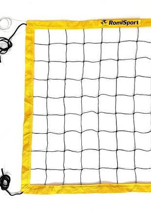 Сітка волейбольна romi sport "тренувальна" (2.7мм.капрон, 9.5 м.) black/yellow