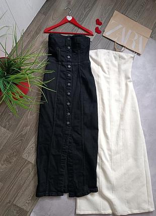 Сукня джинсова бандо корсетний тип zara.