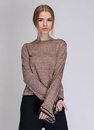 Ніжна тонка кофта zara з акцентними розкльошеними рукавами