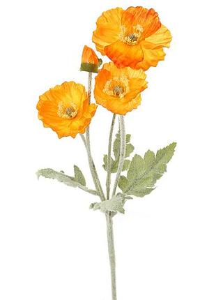 Ветка мака н58см, цвет - розово-оранжевый