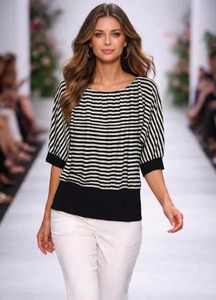 Жіноча блуза кофтинка в смужку "летюча миша" чорний білий віскоза dorothy perkins