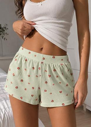 Шорти для сну primark xs 34/36 домашні шортики в рубчик з полуничками