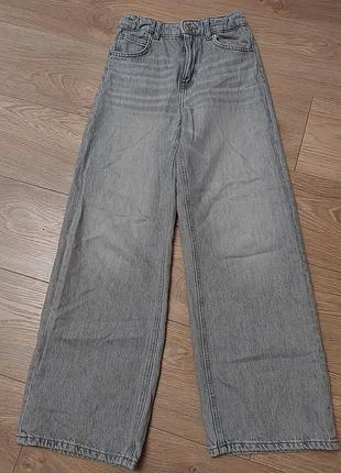 Серые широкие джинсы от zara (l5)