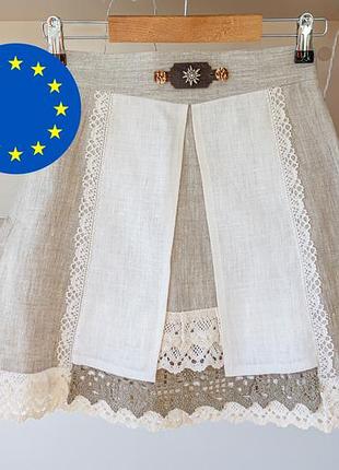 Лляна спідниця boho / cottagecore, 100% льон, розмір xs (34), нова з біркою