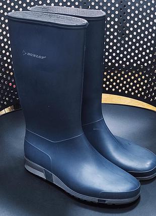 Водонепроницаемые женские резиновые сапоги dunlop sport темно-синего цвета раз.40