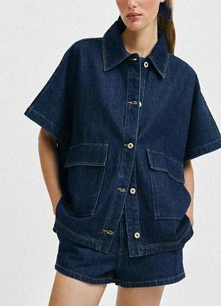 Куртка рубашка джинсовая оверсайз zara z1975 нова в упаковке с бирками