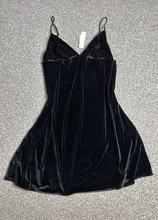 Велюрова, бархатна ночнушка victoria secret в чорному кольорі vs velvet slip