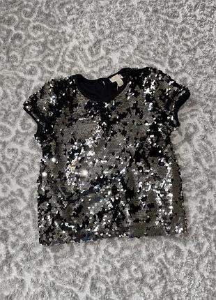 Футболка в паєтках блузка для дівчинки 9-10 років 134-140