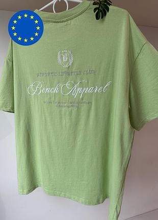 Зелена футболка bench з вишивкою, 100% бавовна, oversize