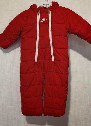 Nike оригинал детский зимний комбинезон красный девочка/мальчик 9/12 мес