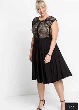 Мереживна чорна сукня bodyflirt boutique на нюдовій підкладці (розмір l/xl)