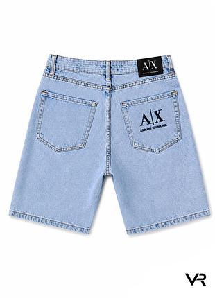 Чоловічі джинсові шорти a|x armani exchange світло-блакитні класичні з вишивкою логотипа casual premium
