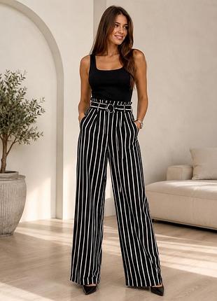 🖤 стильні широкі штани bershka у смужку | розмір m (eur 38)