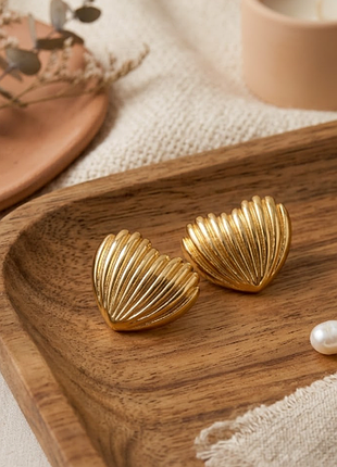 Сережки серця полоски нержавіюча сталь stainless steel
