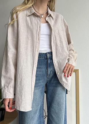 Рубашка из вискозы и льна h&amp;m