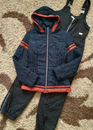 Спортивная термо куртка пуффер с полосками adidas 2 orange stripes.