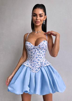Костюм комплект корсет і спідниця міні балон s m l