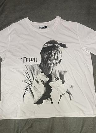 Белая футболка 2pac с принтом