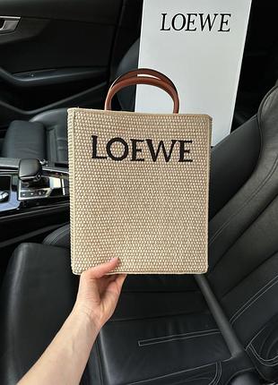 Сумка loewe leather-trimmed raffia tote bag