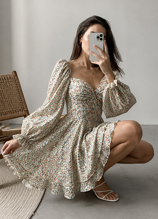 Нежное цветочное платье в стиле cottagecore / milkmaid, размер s