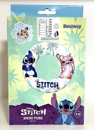 Надувний круг для плавання bestway disney stitch 56 см, дитячий круг для басейну та моря, 3–6 років