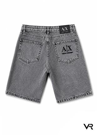 Чоловічі джинсові шорти ax armani exchange сірі прямого крою з декоративними потертостями