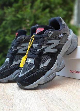 Женские качественные и стильные кроссовки new balance 9060 черные с серым