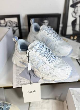 Кросівки жіночі білі з блакитним christian dior