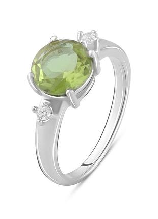 Кольцо серебряное родированное с султанитом 1.94ct, проба 925, размер 18