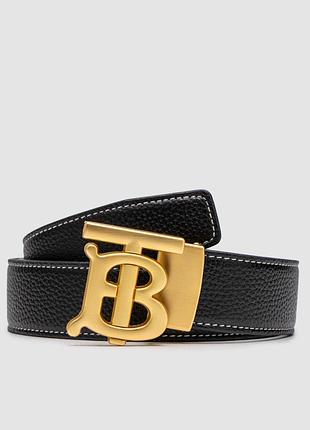 Ремень burberry leather tb belt black/tan/gold