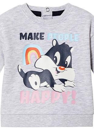 Свитшот двунитка для девочки disney looney tunes 412730_468582 074-80 см (6-12 months) серый