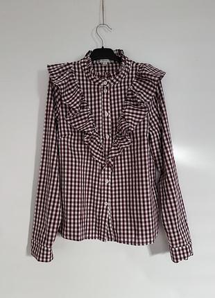 Сорочка в клітинку з рюшами, блуза, iris, forever 21
