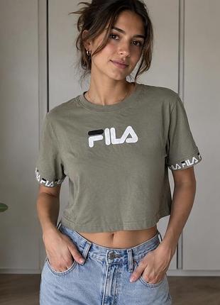 Топ вкорочена футболка хакі fila розмір xs хс 34