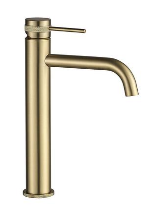 Смеситель для умывальника высокий rea lungo grip brushed gold (rea-b6896) — золотой матовый