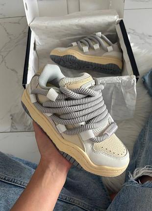 Cat&sofa beige white rope laces/нет софа бежевые с белым белые верёвки шнурки 37 38 39 40 41 42 43 44 45