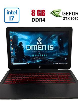 Игровой ноутбук б-класс hp omen 15-ax210nr / 15.6" (1920x1080) ips / intel core i7-7700hq (4 (8) ядра по 2.8 - 3.8 ghz) / 8 gb
