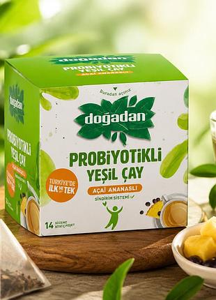 Чай doğadan probiyotikli yeşil çay acai ananas з пробіотиками 14 пакетиків зелений чай туреччина