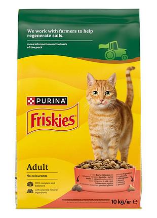 Сухой корм friskies для взрослых кошек, с говядиной, курицей и овощами, 10 кг