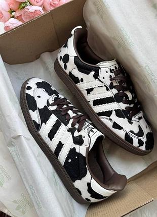 Samba og cow print dark brown white