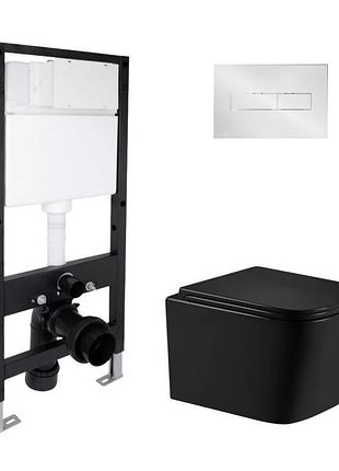 Готовое решение qtap для ванной комнаты: подвесной унитаз crow ultra quiet 485x340x290 + комплект инсталляции standard (линейная